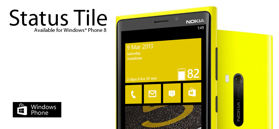 Status Tile running on a yellow Nokia Lumia 920